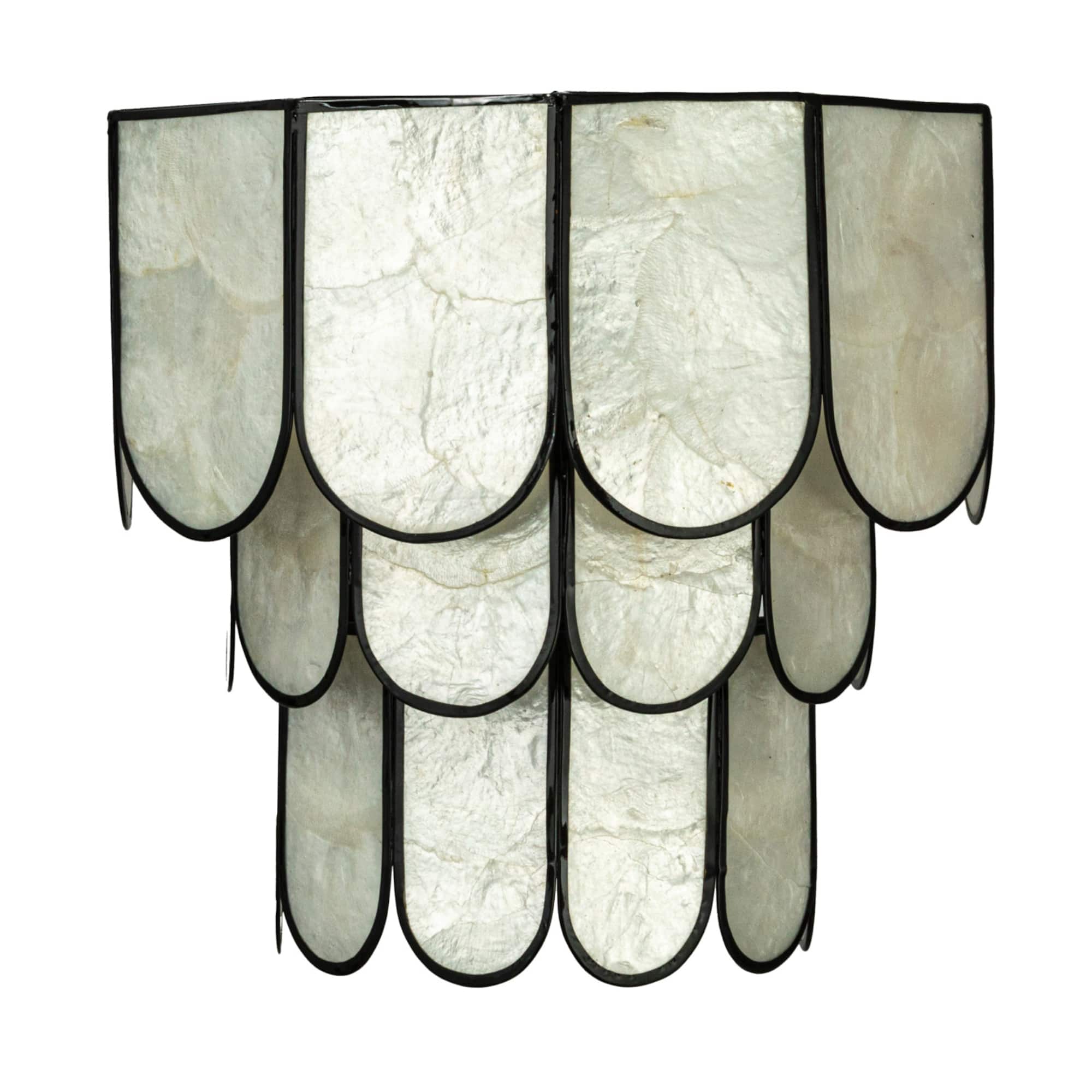 Hello Honey® Black Finish Laminated Capiz Tiered Wall Sconce